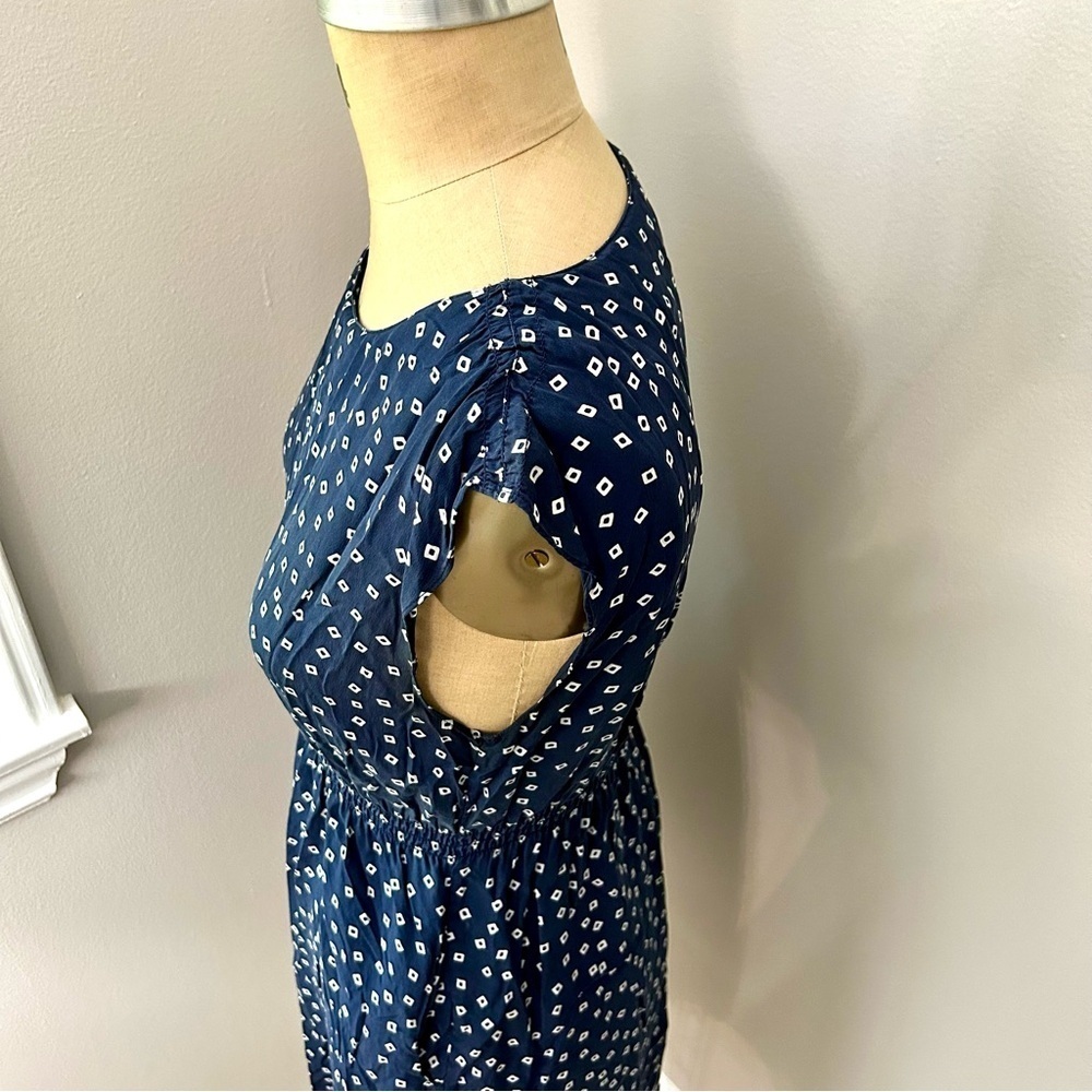 Tommy Hilfiger Women’s Navy Blue & White Geometric Print 100% silk Dress Sz 4 - Picture 4 of 14